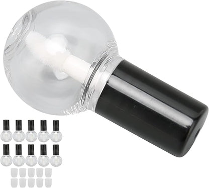 10Pcs 5ml Empty Lip Gloss Tubes Containers Cute Ball Type Plastic Refillable DIY Lip Gloss Bottle, Reusable Empty Bottle Tube Container for Eyelash Growth Oil/Mascara with Brush for Home and Travel