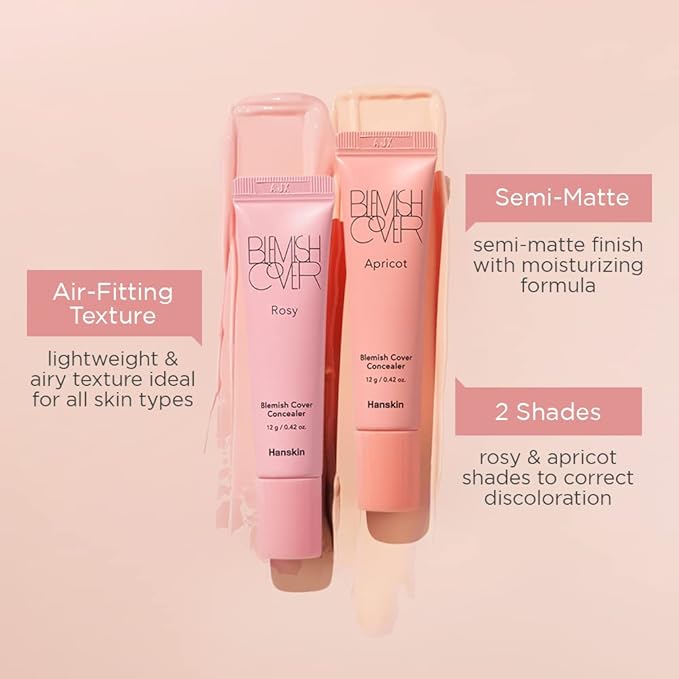 Hanskin Rosy Blemish Cover, Full Coverage Color Correcting 12g