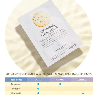 Ceramide Brightening Sheet Mask For Face, Moisturizing, Anti Vegan 10EA