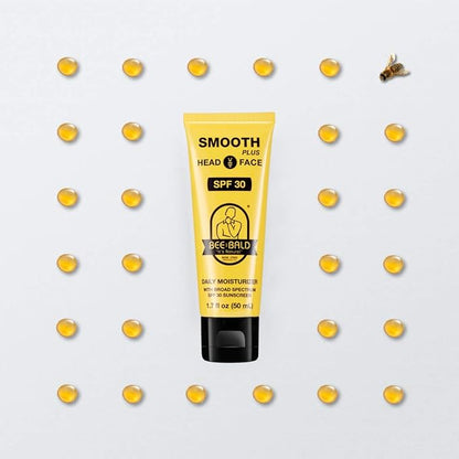 Bee Bald SMOOTH PLUS Daily Moisturizer With SPF 30 Broad Spectrum Sunscreen - Head and Face Moisturizer Lotion for Men and Women Too - Hydrate and Protect Skin from Harmful UVA/UVB Rays - 1.7 fl Oz