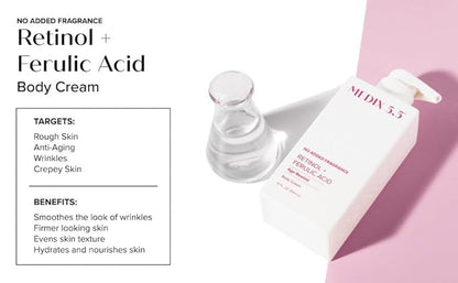MEDIX Fragrance Free Retinol Body Lotion Crepey Skin Care Treatment | Firming Body & Face Moisturizer | Anti Aging Retinol Cream For Face Targets Look Of Crepe Skin & Wrinkles, 2-Pack