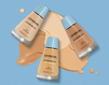 COVERGIRL Clean Matte Liquid Foundation, Sand Beige 553, Pack of 1