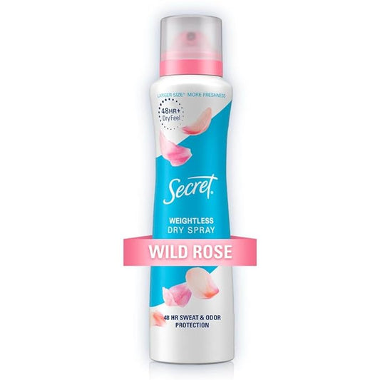Secret Dry Spray Antiperspirant Deodorant for Women, 48hr Weightless Sweat & Odor Protection, Gentle on Skin, Wild Rose with Argan Oil Scent, 4.1 oz