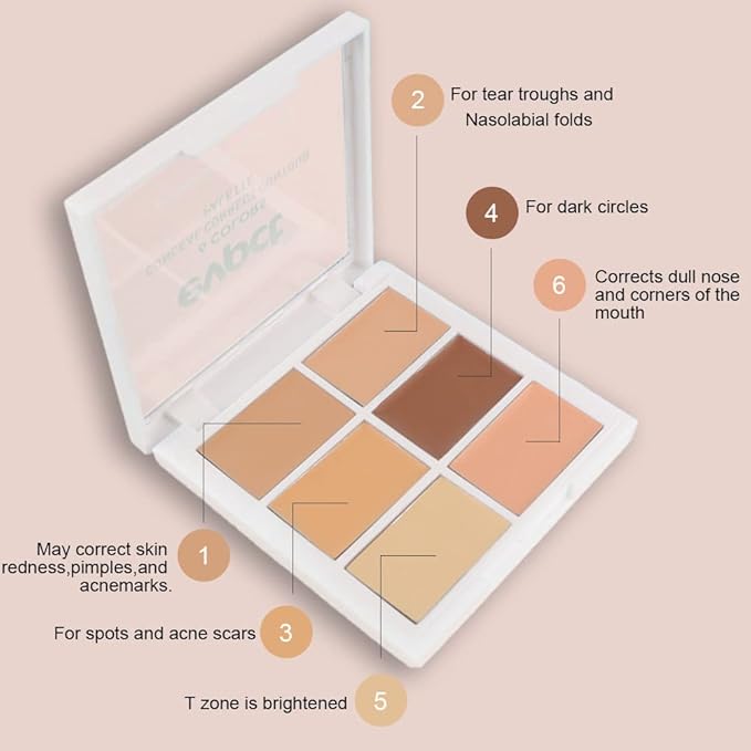 evpct 6 Colors Conceal Correct Cream Contour Makeup Covers redness