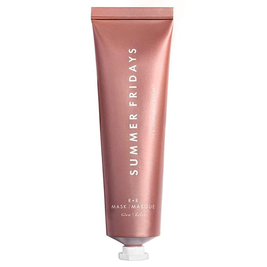 Summer Fridays R+R Mask - Brightening + Hydrating Face Mask with Restorative Natural Oils & Bulgarian Rose - Gently Buffs Dry Skin for a Petal - Soft Glow (2.25 Oz)