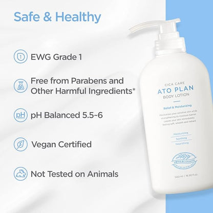 Body Lotion 17 Fl oz. | Soothing & Moisturizing Vegan Unscented for Dry skin with Cica & Ceramide, Hypoallergenic | Korean skincare