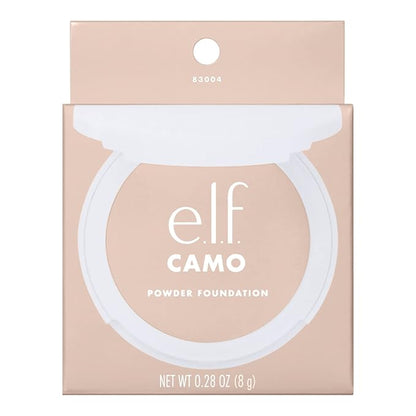 e.l.f. Camo Powder Foundation, Lightweight, Primer-Infused Buildable & Long-Lasting Medium-to-Full Coverage Foundation, Fair 100 W