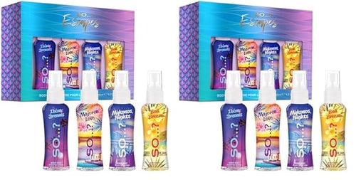 So...? Escapes Body Mist Gift Set - Perfumes for Women - Everyday Body Spray - Vegan, Cruelty-Free - Fragrance Gifts - 4 pcs (Pack of 2)