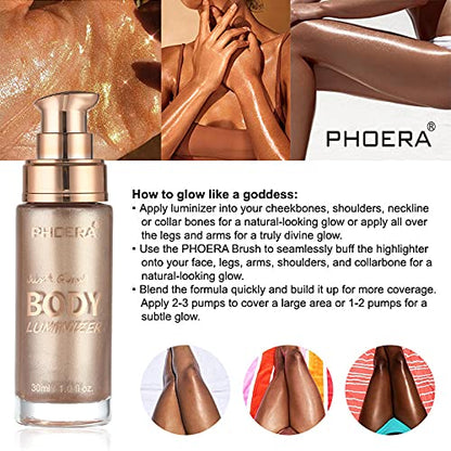 2 Pack PHOERA Shimmer Body Lotion, High Gloss Body