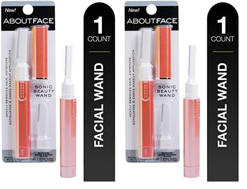 Kai About Face Sonic Beauty Wand with Bonus Eyebrow Shaper; Battery Operated Face Hair Remover; Face, Chin, & Lip Hair Remover, Face Hair Remover Tool for Women, Epilator for Men & Women (Pack of 2)