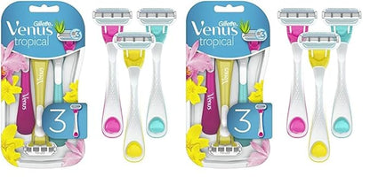 Gillette Venus Tropical Disposable Razors for Women, 3+1 Count, Designed for a Smooth Shave, Tropical Fragrance Scented Handles (Pack of 2)
