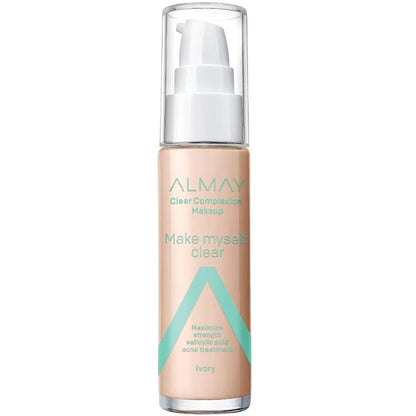 Almay Foundation, Acne Face Makeup with Salicylic Acid, 100 Ivory, 1 Oz