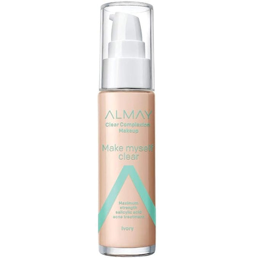 Almay Foundation, Acne Face Makeup with Salicylic Acid, 100 Ivory, 1 Oz