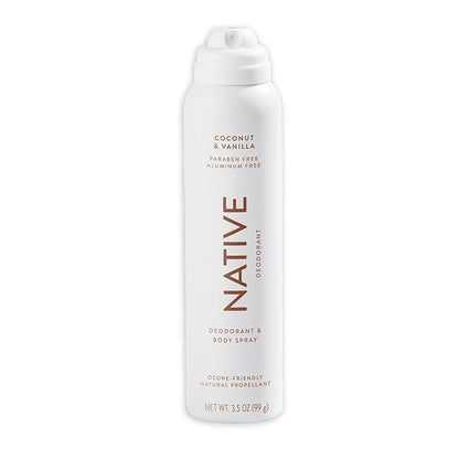 Native Deodorant & Body Spray Contains Naturally Derived Ingredients | Deodorant for Women and Men, All Day Odor Protection, Aluminum and Hydrocarbon Propellant Free | Coconut & Vanilla