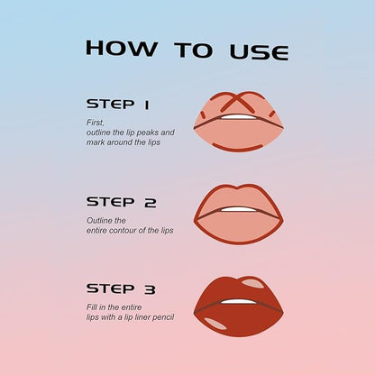 YOUNG VISION 6-Pc Liquid Lipstick & Lipliner Set, Lip Stain Tint Collection - Gourd-Shaped, Durable, Easy Glide, Nude Matte Shades Lip Contour/Lipliner Application, Gift for Women