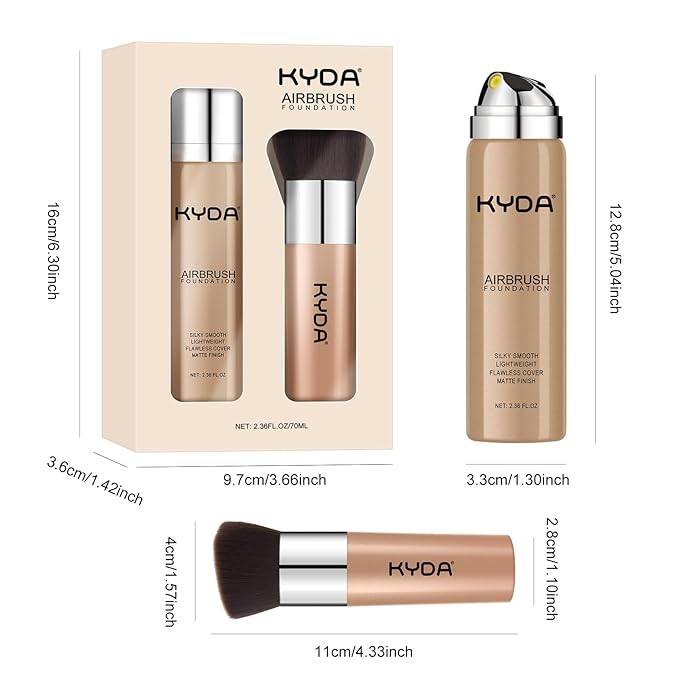 KYDA AirBrush Foundation Spray, Silky Foundation Mist Makeup, Nude Beige