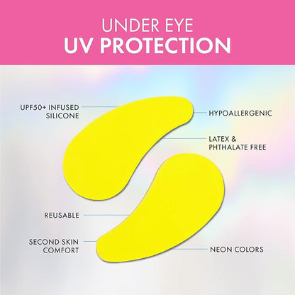 Hypoallergenic Sun-Screen Under Eye Patches, 100% Silicone UPF-50 UV Protection, Reusable, 1 Pack/4 Pairs, Yellow (Golf, Surf, Swim, Ski & Snow, Outdoors)