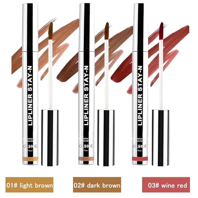 GECOMO Lip Liner Peel Off Lip Liner Tattoo, Peel Off Lip Stain, Long Lasting Lip Stain Peel Off Lip Liner Tattoo Highly Pigmented Lip Tint Stain - Light Brown