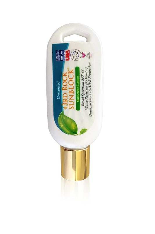 | Travel Size Sunblock® SunScreen Lotion SPF 35+ | Travel Sized All Natural Organic Zinc Unscented Sunscreen for Sun Protection | All Natural Personal Care (1.7 oz | Single)