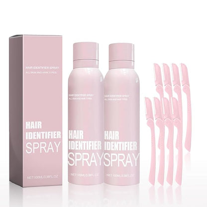 2pcs Hair Identifier Spray for Face Shaving, Skin Body Hair Identifying Spray With Razors,Hair identifier for Face Dermaplaning, Moisturizing and Skin Care Dermaplaner