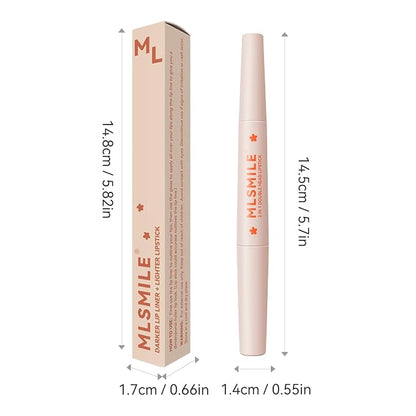 Nude MatteLip Liner And Lipstick Set, Double-end Matte Velvet Creamy Lip Liner Smudge-Proof Waterproof High Pigmented Nude Lip Liner Pencil Smooth Long Wear Lip Liner For Women Makeup(#05)