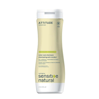 ATTITUDE Hair Shampoo for Sensitive Dry Scalp, EWG Verified, Soothing Oat, Protects Color, Naturally Derived Ingredients, Vegan and Plant-Based, Color Care, Argan Oil, 16 Fl Oz