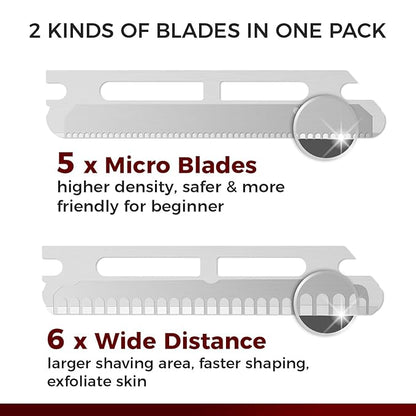 ZOMCHI Eyebrow Razor and Face Razor for Women and Men, Reusable Metal Handle with 11 Refill Blades, Dermaplane Razor with Protective Silicone Cap, Eyebrow Hair Trimmer - Polished Silver