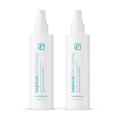 BRIOTECH Topical Skin Spray, Hypochlorous Acid Spray for Body & Face, HOCl Facial Mist, Support Against Irritation, Redness, Packaging May Vary, 4oz (2 Pack)