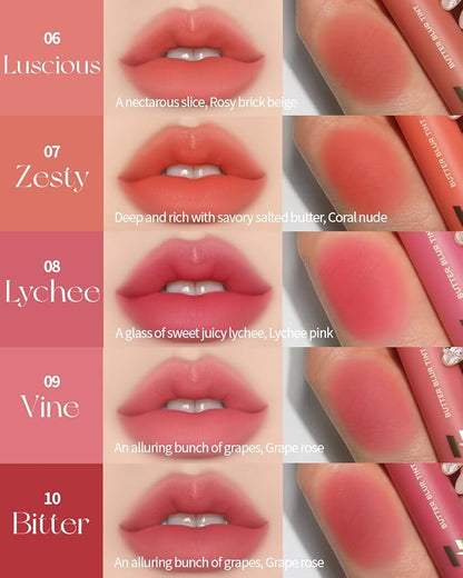 HOLIKA HOLIKA Butter Blur Lip Tint (06 LUSCIOUS) - Korean Matte Lip Tint, Lightweight High-Pigmented Lips, Velvety Silky Smooth K-Beauty Lip Makeup, Long Wearing Formula