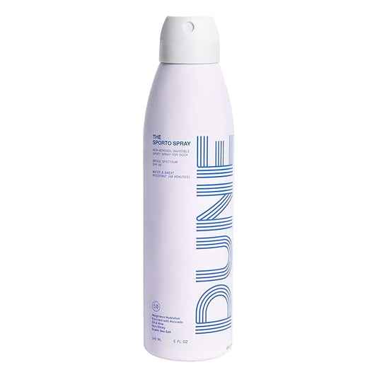 The Sporto Spray - Broad Spectrum SPF 50 Protection Body Sunscreen, Invisible Non-Aerosol Spray, 80 Min. Sweat & Water Resistance, Skin Nourishing Vitamin E, Aloe, Avocado Oil (5.5 Fl Oz)