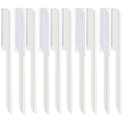 10 Pieces Women's Facial Razor Eyebrow Shaver Razor Brow Shaper Eyebrow Trimmer Dermaplaner Shaping Tool with Cover (White)