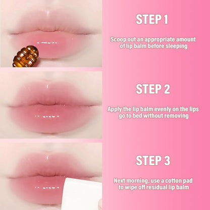 3 Pcs Honey Lip Balm, Bee (Honey+Strawberry+Watermelon)