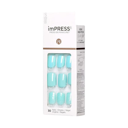 KISS imPRESS Press-On Manicure, Nail Kit, PureFit Technology, Short Press-On Nails, 'Rain Check', Includes Prep Pad, Mini Nail File, Cuticle Stick, and 30 Fake Nails (Pack of 2)