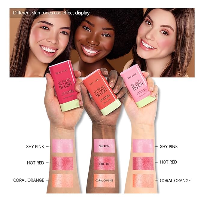 Multi-Use Makeup Blush Stick, Cream Blush Stick, Tinted (1#Shy Pink)