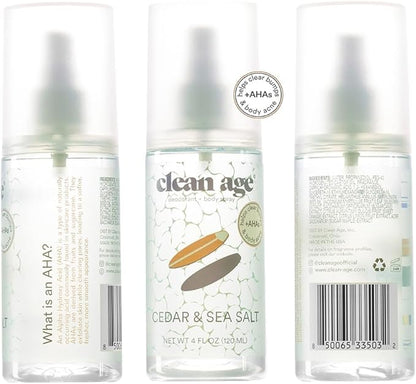 Aluminum Free Deodorant & Body Spray for Whole Body - Cedar 4oz - Clean Deodorant and Body Spray for Teen Boys and Girls - With AHA Fights Body Acne-Formula Specific Body Spray for Teens