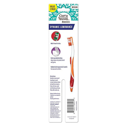 GuruNanda Dynamic Luminance Toothbrushes - Medium Bristles for Plaque Removal - Gentle on Teeth & Gums - Ideal for Kids & Adults - Pack of 2