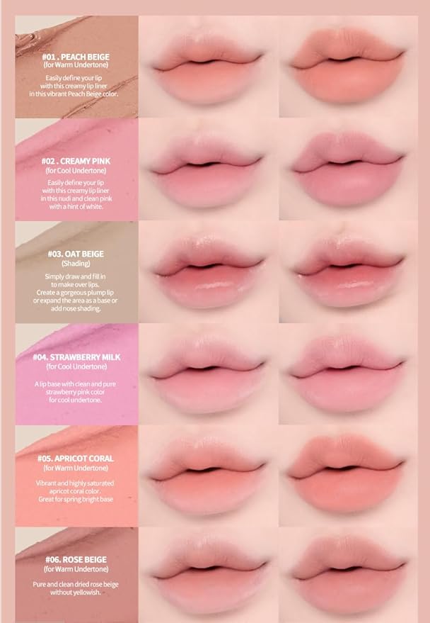 Heart Percent Dote On Mood Lip Pencil, Long-Lasting Creamy Lip Crayon Smooth Color Liner Retractable Lipstick Pencil 0.8g, #14. Calm Pink