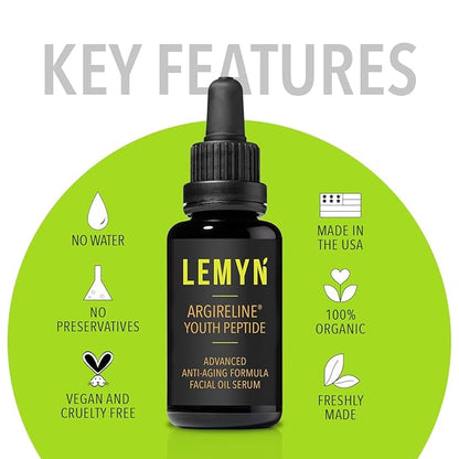 Argireline Youth Peptide Face Oil Serum | Anti-Aging, Hydrating, and Firming | Freshly Made Skincare | 30ml