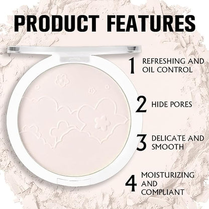 Face Oil Control Pressed Setting Powder-Clarifying Finishing Powder,Waterproof Powder Puff
