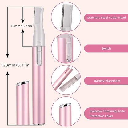 Chumia 2 Pcs Electric Eyebrow Trimmer Women Precision Face Razors Mini Shaver with Comb Christmas Women Gift Battery Operated Personal Epilator for Face Neck Fuzz Lips Leg(Pink, Black)