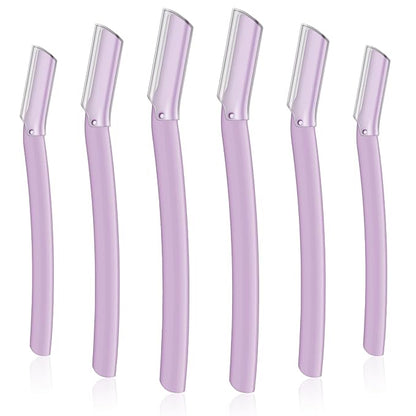 Lasnten 6Pcs Dermaplane Razor Eyebrow Facial Razor for Women Men Single Blade Multipurpose Eyebrow Trimmer Skin Hair Removal Shaver Face Razor Dermaplaning Exfoliating Tool Include Blade Cover(Purple)