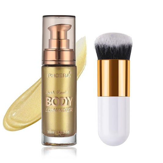 Body Shimmer Oil, Waterproof Long Lasting Moisturizing Bronze Gold #02) 1oz