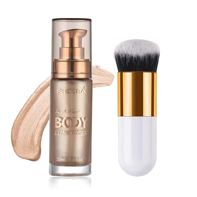 Body Shimmer Oil, Waterproof Long Lasting Moisturizing Bronze Gold #01) 1oz