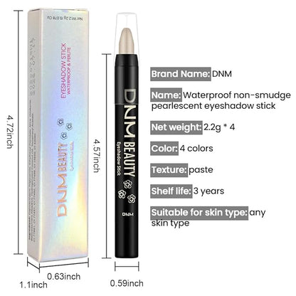 evpct 4Pcs Cream Eye Shadow Brightener Sticks Set for Eyes, Light Khaki Bronze Desert Beige Gold Shimmer Metallic Eyeshadow Pencil Applicator Stick Palette Makeup Waterproof sombras en crema para ojos