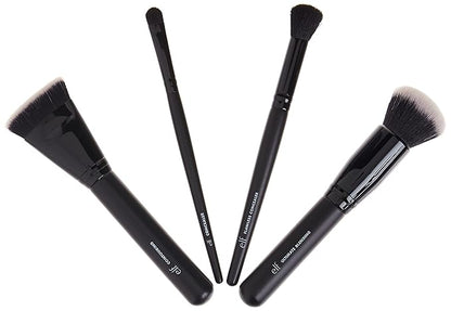e.l.f. Complexion Perfection Brush Kit, 4-Piece Makeup Brush Set, Brushes For Foundations & Concealers, Vegan & Cruelty-Free