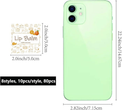 CRASPIRE Lip Balm Labels 80pcs Homemade Logo）