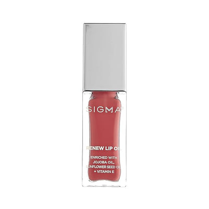 Sigma Beauty Renew Lip Oil – Tinted Lip Oil with Luxurious High-Shine Color and Long Lasting Hydration for Soft, Supple Lips, Non Sticky Lip Oil w/Nourishing Antioxidants (Tranquil, Fresh Pink Sheen)