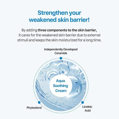 Real Barrier Aqua Soothing Cream 1.7 Fl.Oz. 50ml Hyaluronic Acid Facial Cream| Redness Relief Face Cream for Sensitive Skin | Face Moisturizer for Dry Skin| Calming Chamomile Extract| Korean Skincare