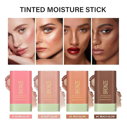 Multi-Use Makeup Blush Stick, Beauty Tinted Solid Blush Stick,Facial Contouring Highlight & Brighten Face Stick, Waterproof Moisturizer Stick, Suitable for All Skin (2#Soft Glow)