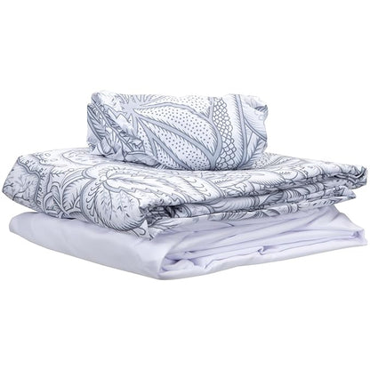 ForPro Premium Designer Microfiber 3-Piece Massage Sheet Set, Island Tranquility, Ultra-Light, Stain and Wrinkle-Resistant, Includes Massage Flat Sheet, Fitted Sheet and Face Rest Cover, White
